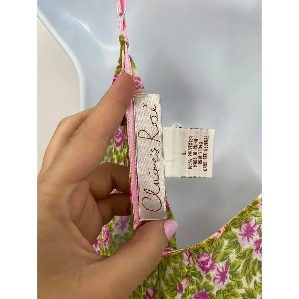 Y2K pink yellow floral sheer maxi slip dress - Picture 4 of 4